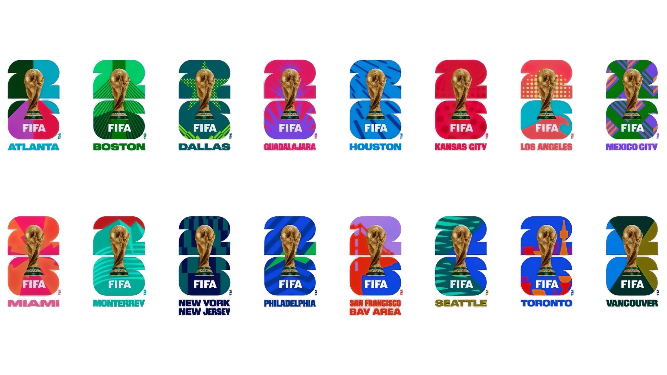 Official emblem and trophy illustration for FIFA 2026 host countries