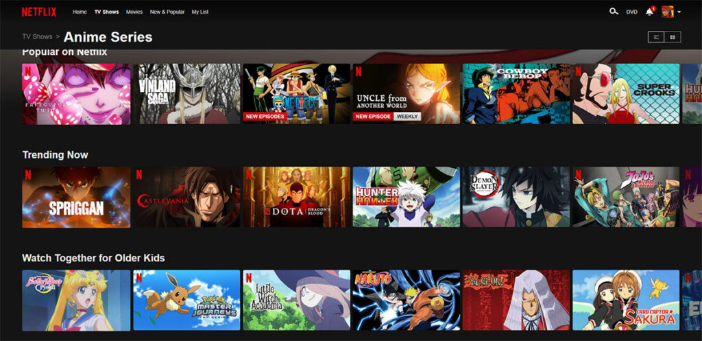 Anime growth in streaming platforms