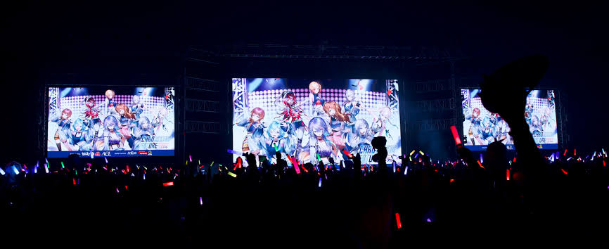 A massive crowd of fans attending an offline concert for Indonesian VTubers.